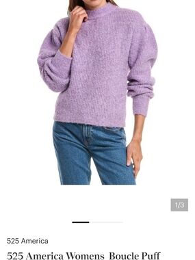 525 America Lavender Boucle Puff Sleeve Turtleneck Sweater